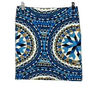 Kenar Blue and Tan Geometric Skirt